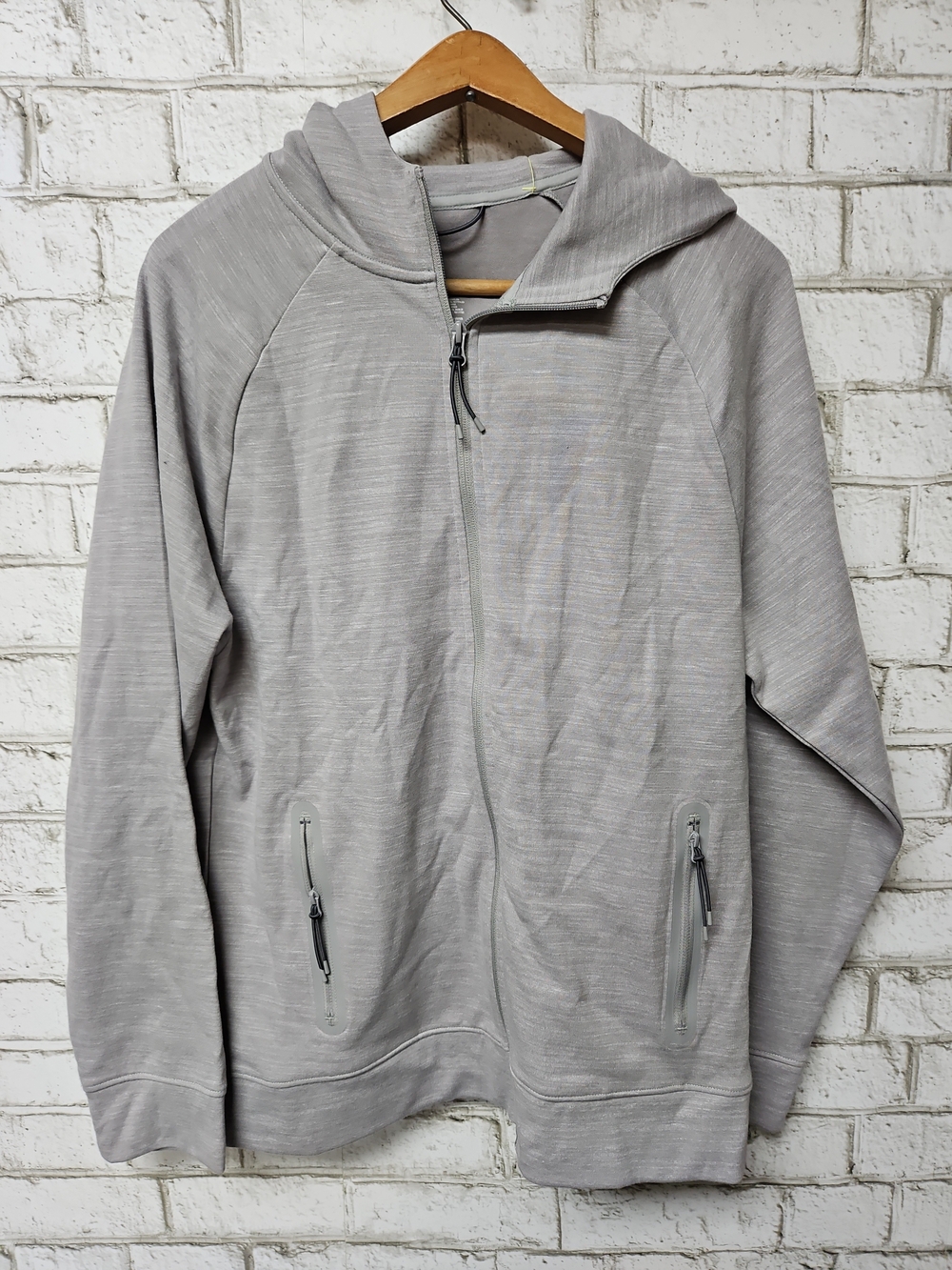 all in motion Men's Light Gray Ponte Full‑Zip Hoodie Zipper Pockets Size M NWT